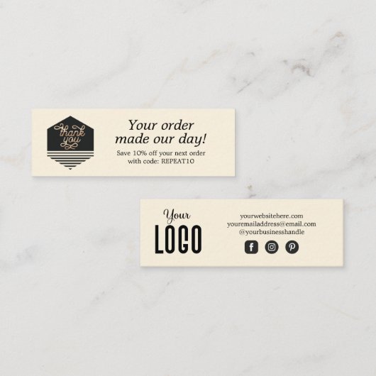 Visite Mini Carte de remerciements de commande personnalisée d (Devant / Derrière)