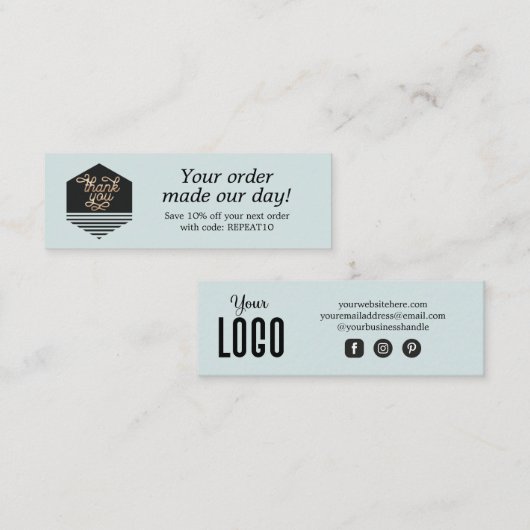 Visite Mini Carte de remerciements de commande personnalisée d (Devant / Derrière)