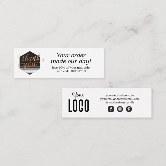 Visite Mini Carte de remerciements de commande personnalisée m (Devant / Derrière)