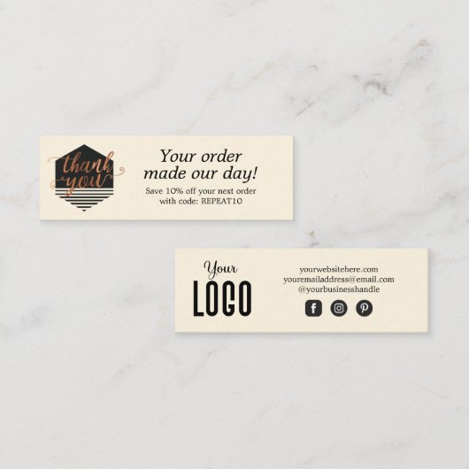 Visite Mini Carte de remerciements de commande personnalisée m (Devant / Derrière)