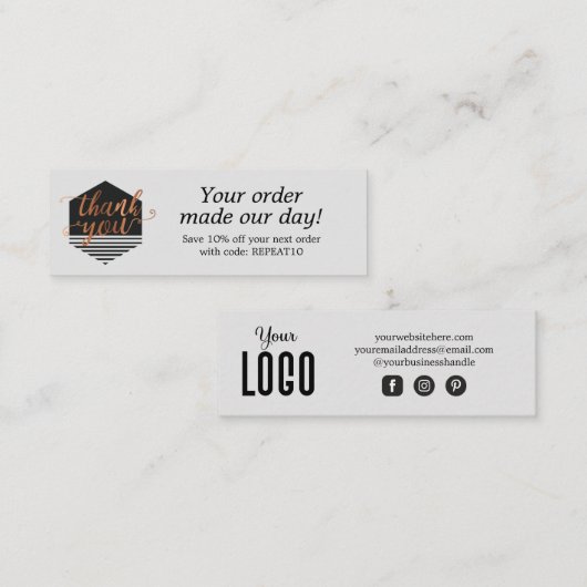 Visite Mini Carte de remerciements de commande personnalisée m (Devant / Derrière)