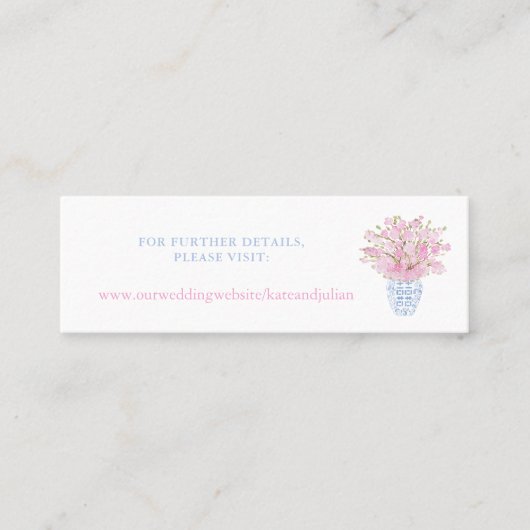 Visite Mini Carte de site Mariage Preppy Pink & Blue Ginger Ja (Devant)