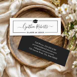 Visite Mini Carte d'insertion de graduation noir simple Script