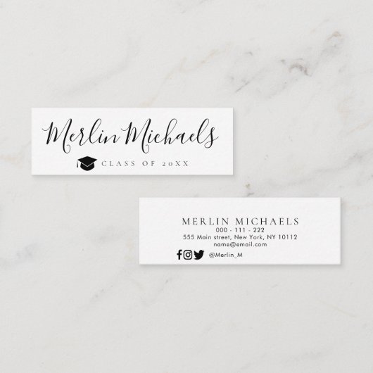 Visite Mini Carte d'insertion de nom de graduation tendance (Devant / Derrière)