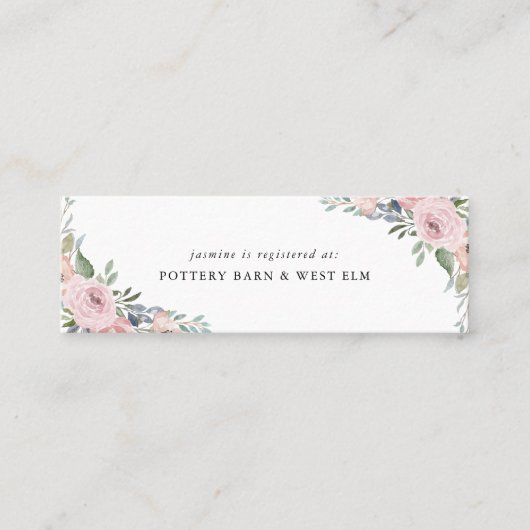 Visite Mini Carte d'insertion de registre de mariage à fleurs (Devant)
