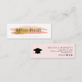 Visite Mini carte d'insertion du nom de graduation or et rose  (Devant / Derrière)