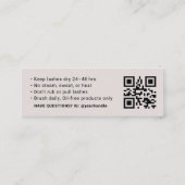 Visite Mini Carte d'instructions de soins après cils avec code (Dos)