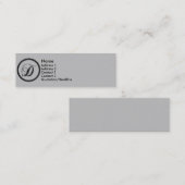 Visite Mini Carte élégante de profil du monogramme D de (Devant / Derrière)
