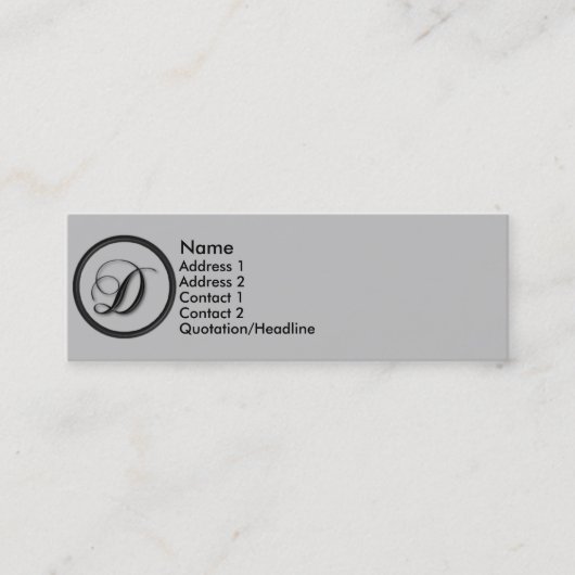 Visite Mini Carte élégante de profil du monogramme D de (Devant)