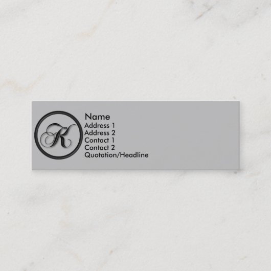 Visite Mini Carte élégante de profil du monogramme K de (Devant)