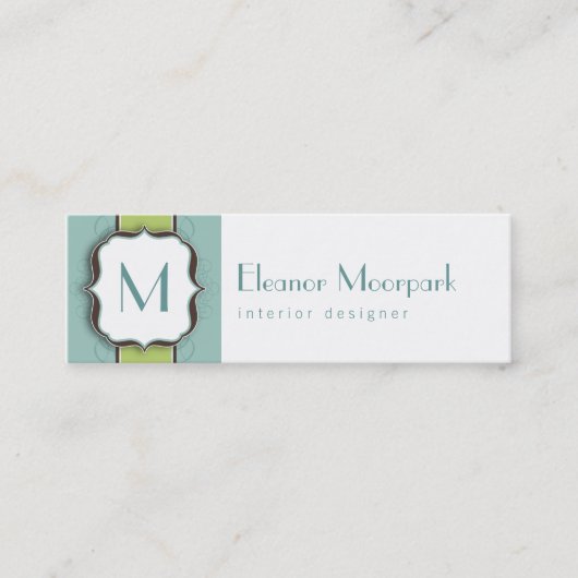 Visite Mini Carte maigre initiale de monogramme rétro (Devant)