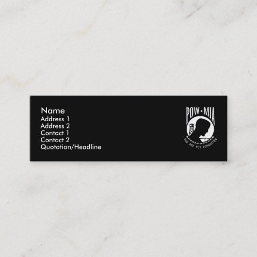Visite Mini Carte noire de profil de MIA de prisonnier de (Devant)