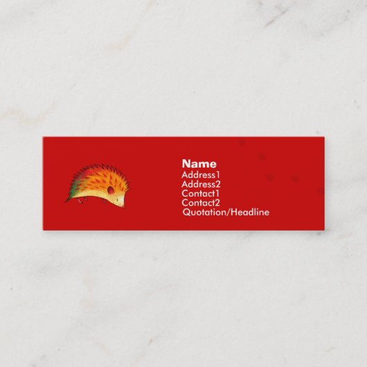 Visite Mini Carte orange de profil de hérisson (Devant)