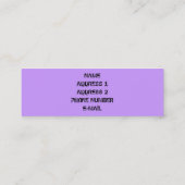 VISITE MINI CARTE POURPRE DE PROFIL DE DIVA (Dos)