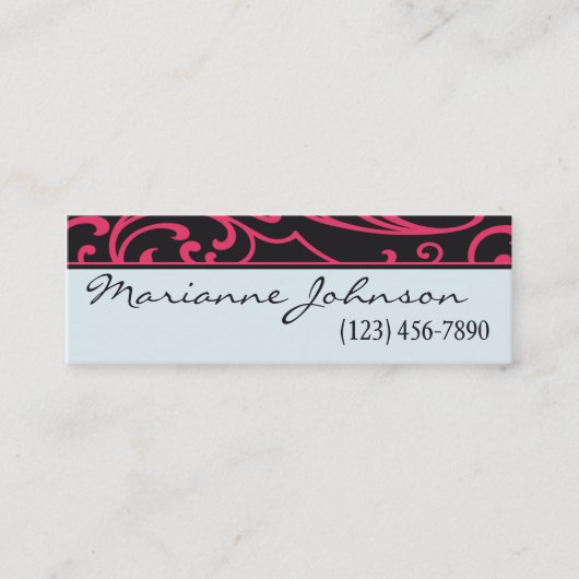 Visite Mini Carte rose de Deco rétro et noire de profil (Devant)