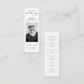 Visite Mini Carte Signet photo simple de prière commémorative  (Devant / Derrière)