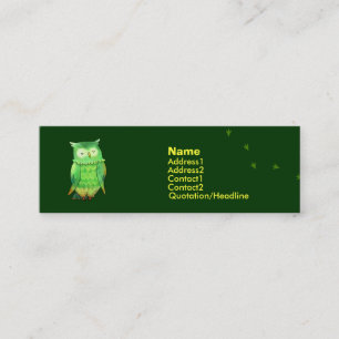 Visite Mini Carte verte de profil de hibou