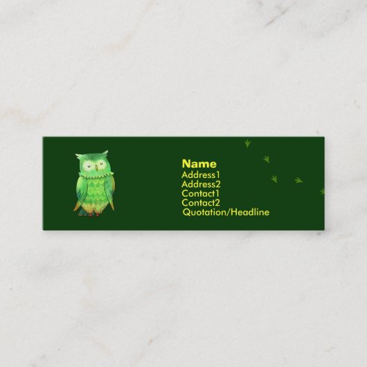 Visite Mini Carte verte de profil de hibou (Devant)