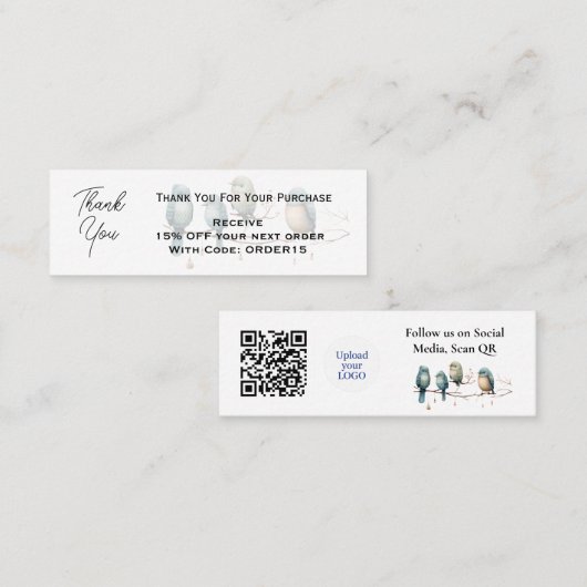 Visite Mini Code remise carte de remerciements - Emballage QR (Devant / Derrière)