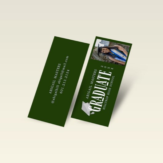 Visite Mini Élégant script photo carte de nom du diplômé