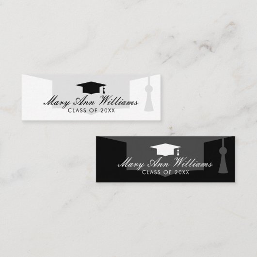Visite Mini Elégante carte de nom de diplômé avec logo de casq (Devant / Derrière)