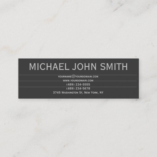 Visite Mini Moderne Simple Chic Grey Consultant Carte de visit (Devant)