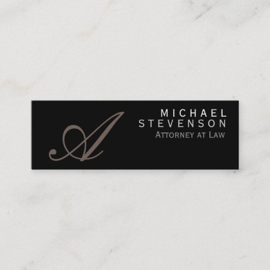 Visite Mini Monogramme de script mince avocat au Carte de visi (Devant)