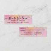 Visite Mini parties scintillant rose sombre carte de référence (Devant / Derrière)