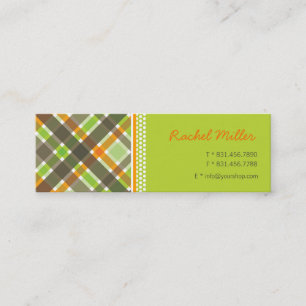 Visite Mini Rétro carte chic verte orange de profil de motif