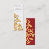 Visite Mini Rouge et carte élégante de profil de damassé (Devant / Derrière)