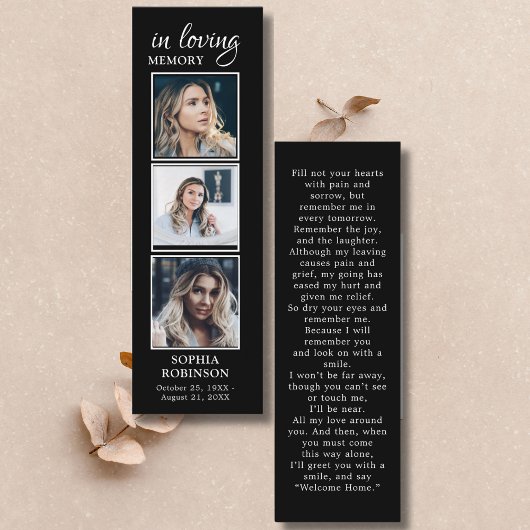 Visite Mini Simple Funérailles 3 photo Carte de prière