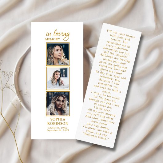 Visite Mini Simple Funérailles 3 Photo Carte de prière de Symp