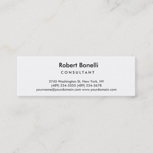 Visite Mini Slim Skinny Plain Moderne Consultant Carte de visi (Devant)