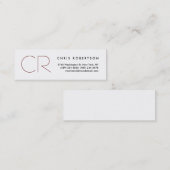 Visite Mini Unique Chic Monogramme Blanc Taille mince Carte de (Devant / Derrière)