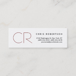 Visite Mini Unique Chic Monogramme Blanc Taille mince Carte de