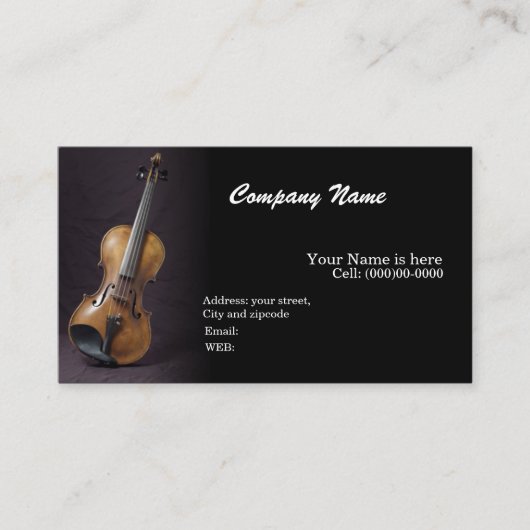 Visite MODÈLE de base Violon CARTE DE VISITE, Musique (Devant)