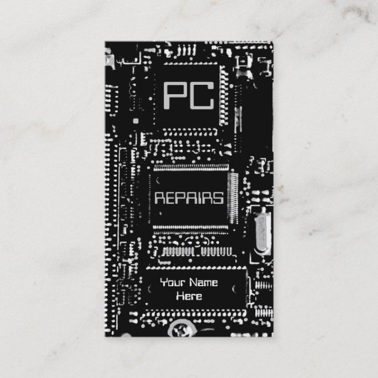 Visite Modèle de carte d'affaires Circuit B & W "PC répar (Devant)