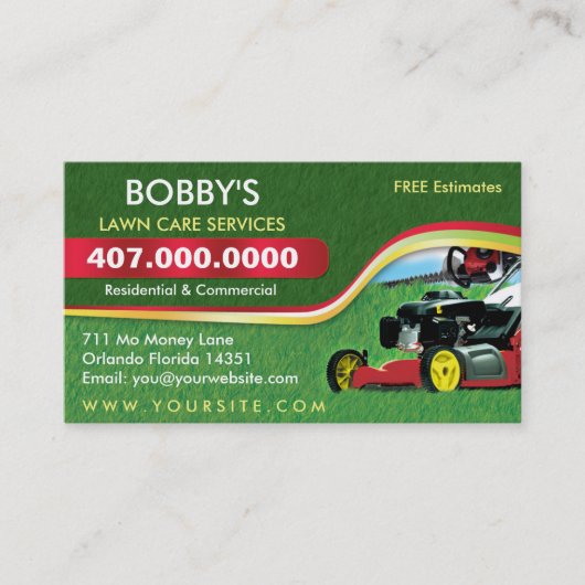 Visite Modèle de carte d'affaires Landscaping Lawn Care M (Devant)