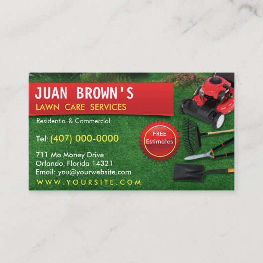 Visite Modèle de carte d'affaires Landscaping Lawn Care M (Devant)
