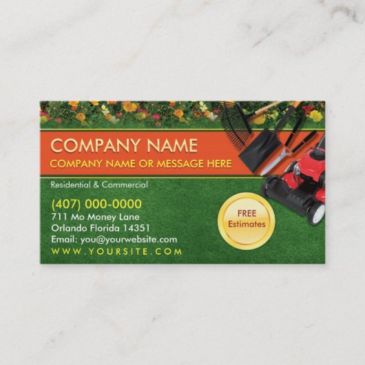 Visite Modèle de carte d'affaires Landscaping Lawn Care M (Devant)