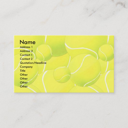 Visite Modèle de carte de profil - tennis (Devant)