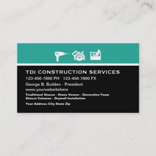 Visite Modèle de carte d'entreprise de construction (Devant)