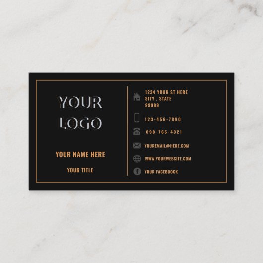 Visite Modèle de carte professionnelle Black Gold Profess (Devant)