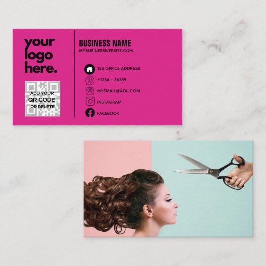 Visite Modèle de conception du logo Cerise Pink Carte de (Devant / Derrière)