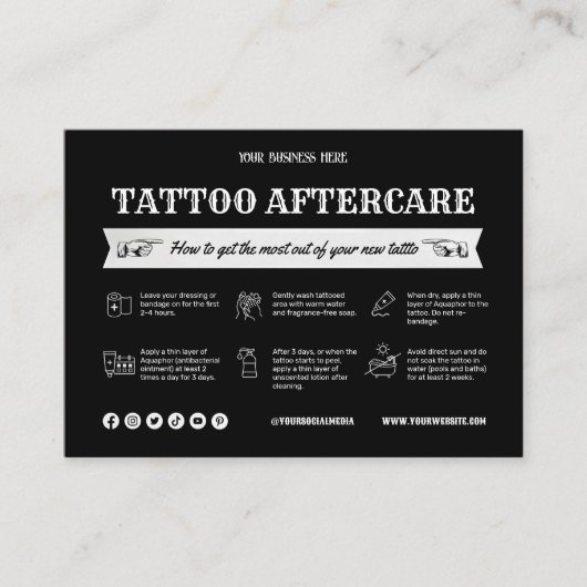 Visite Modèle de la carte postsoins de tatouage noir avec (Devant)
