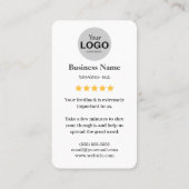 Visite Modèle de lien de la carte de révision Google W/ Q (Dos)