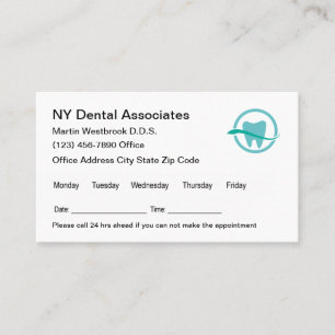 Visite Modèle de rendez-vous des dentistes Carte de visi