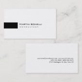 Visite Moderne Blanc Noir Simple Consultant Carte de visi (Devant / Derrière)