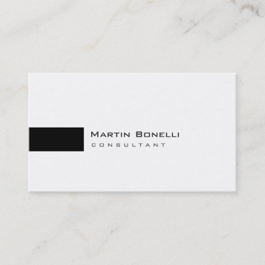 Visite Moderne Blanc Noir Simple Consultant Carte de visi (Devant)
