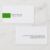 Visite Moderne Blanc Vert Simple Consultant Carte de visi (Devant / Derrière)